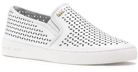 Michael Kors Olivia Slip On Optic White Perforated Leather 